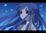  blue_hair furude_rika higurashi_no_naku_koro_ni letterboxed long_hair looking_away portrait purple_eyes solo yodobashi_yuo 