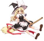  blonde_hair broom broom_riding brown_eyes full_body hanao_(kuma-tan_flash!) hat highres kirisame_marisa long_hair solo touhou transparent_background witch_hat 