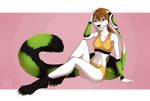  anthro clothed clothing female invalid_tag lagomorph mammal navel rabbit simple_background sitting solo spefides 