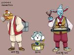  basket black_eyes blue_fur blue_hair bow brown_fur burgerpants cat clothing feline female fur group hair hanbok hat joseontale korean_text lagomorph male mammal ms1sharklee nicecream_man open_mouth pupe rabbit smile smoking tem temmie_(undertale) text undertale video_games white_fur 