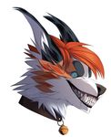  aklazzix anthro canine collar fangs male mammal simple_background smile solo teeth white_background 
