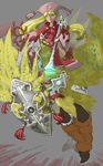  absurdres abysmalzero bad_id bad_pixiv_id blonde_hair chocobo final_fantasy final_fantasy_tactics gun highres long_hair orator_(fft) robe simple_background solo weapon 