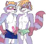  anthro clothing duo erection falta father father_and_son grope humanoid_penis incest male male/male mammal parent penis raccoon son underwear 