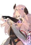  bare_shoulders braid draph duoyuanjun elbow_gloves gloves glowing granblue_fantasy hair_ornament hairclip horns lavender_hair narmaya_(granblue_fantasy) pointy_ears purple_eyes single_braid single_elbow_glove solo 