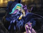  2016 cutie_mark equine feathered_wings feathers female feral friendship_is_magic hair horn long_hair lyre mammal multicolored_hair musical_instrument my_little_pony princess_cadance_(mlp) princess_celestia_(mlp) princess_luna_(mlp) sibling sisters slifertheskydragon twilight_sparkle_(mlp) winged_unicorn wings 