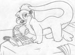  all_fours anthro barefoot bed cub cute_fangs dialogue female greyscale holding_object inside katie_kirster long_tail looking_at_viewer magazine mammal mizzyam monochrome mustelid naughty_face nude on_bed open_mouth otter pencil_(artwork) phone pointing ponytail solo talking_to_viewer traditional_media_(artwork) webbed_feet webbed_hands young 