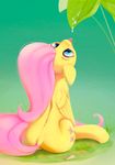  2016 cutie_mark equine feathered_wings feathers female feral fluttershy_(mlp) friendship_is_magic grass hair long_hair looking_up mammal my_little_pony pegasus rodrigues404 sitting solo tongue tongue_out water wings 