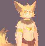  armlet athletic blush bust_portrait canine clothed clothing cute_fangs fennec fox front_view jewelry loincloth looking_at_viewer male mammal necklace pecs portrait scarf solo standing topless whiteleo 