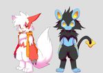  anthro band-aid bandage bottomless canine clothed clothing digitigrade duo featureless_crotch looking_at_viewer luxio male mammal mostly_nude nintendo nude open_mouth pok&eacute;mon smile stare vest video_games whiteleo zangoose 
