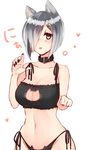  :p adjusting_strap alternate_costume animal_ears bell bell_choker belt black_nails black_panties blue_eyes bob_cut breasts cat_cutout cat_ear_panties cat_ears cat_lingerie choker cleavage cleavage_cutout clenched_hand collar hair_ornament hair_over_one_eye hairclip hamakaze_(kantai_collection) heart highres kantai_collection kemonomimi_mode large_breasts looking_at_viewer meme_attire nail_polish navel panties sakiryo_kanna short_hair side-tie_panties silver_hair simple_background sketch solo stomach tongue tongue_out underwear underwear_only upper_body white_background 