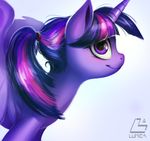  2015 alternate_hairstyle equine female feral friendship_is_magic fur hair horn looking_at_viewer mammal multicolored_hair my_little_pony ponytail purple_eyes purple_fur shira-hedgie side_view simple_background smile solo spread_wings twilight_sparkle_(mlp) winged_unicorn wings 