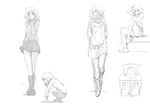  alternate_costume amagami blazer boots chair coat crossed_legs desk from_side greyscale hana_hook hand_up hands_in_pockets headdesk jacket knee_up legs long_hair messy_hair monochrome open_collar poses scarf school_desk school_uniform scratching_head simple_background sitting sketch skirt solo squatting tanamachi_kaoru white_background 