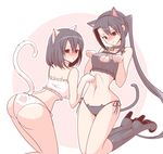  alternate_costume animal_ears ass back bangs bell bell_choker black_footwear black_hair black_panties blush boots breasts brown_eyes cat_cutout cat_ear_panties cat_ears cat_lingerie cat_tail choker cleavage_cutout fake_animal_ears frills haguro_(kantai_collection) hairband high_heel_boots high_heels jingle_bell kantai_collection knee_boots kneeling large_breasts long_hair looking_down meme_attire miooonu multiple_girls nachi_(kantai_collection) navel panties paw_pose paw_print polka_dot short_hair side-tie_panties side_ponytail stomach string_panties sweat tail underwear white_panties 