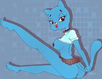  anthro anus blue_fur butt cat choker clothed clothing feline female fur innocenttazlet mammal mature_female mother nicole_watterson open_mouth parent pussy raised_leg sitting skirt solo the_amazing_world_of_gumball 