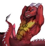  anthro barazoku big_muscles big_tail dragon grin horn hyper hyper_penis male muscular penis scalie solo teeth wireframedragon 