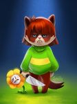  angry anthro cat chara clothed clothing crossover feline flower flowey_the_flower frown fur hair knife looking_at_viewer male mammal pants plant sweater tardar_sauce tsaoshin undertale video_games 