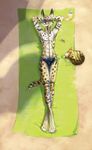  bagheera beach clothing feline lying mab male mammal on_back seaside serval solo speedo swimsuit 