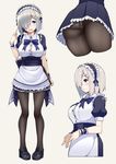  :d alternate_costume apron ass black_legwear blue_eyes blush bow bowtie breasts enmaided frills hair_ornament hair_over_one_eye hair_twirling hairclip hamakaze_(kantai_collection) holding holding_tray kantai_collection large_breasts loafers looking_away maid maid_headdress multiple_views open_mouth panties panties_under_pantyhose pantyhose pigeon-toed shoes short_hair silver_hair smile standing sukebewe thighs tray unbuttoned unbuttoned_shirt underwear wrist_cuffs 
