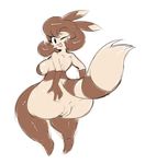  anus big_butt breasts brown_fur brown_hair butt curly_q eyelashes female fur furret hair keijimatsu looking_back nintendo nude one_eye_closed open_mouth pok&eacute;mon pok&eacute;morph pussy smile solo tan_fur thick_thighs video_games wide_hips wink 