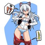  accidental_exposure bow fujiwara_no_mokou hair_bow long_hair midori_niku open_mouth panties pants_down red_eyes solo striped striped_panties surprised sweatdrop touhou underwear wardrobe_malfunction white_hair 