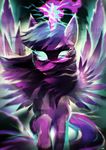  2014 abstract_background absurd_res cmaggot equine feathered_wings feathers female friendship_is_magic fur glowing glowing_eyes hair hi_res horn looking_at_viewer magic mammal multicolored_hair my_little_pony purple_feathers purple_fur solo spread_wings twilight_sparkle_(mlp) winged_unicorn wings 