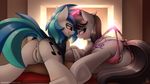  2016 anus blue_hair blush butt clothed clothed_feral clothing cutie_mark duo earth_pony equine female feral fireplace friendship_is_magic glowing hair hi_res hooves horn horse inside lying magic mammal multicolored_hair my_little_pony octavia_(mlp) open_mouth panties pony pussy shinodage two_tone_hair underhoof underwear unicorn vinyl_scratch_(mlp) 