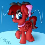  bat_pony bat_wings blue_eyes bow collar cremedelaclop_(artist) equine fan_character fangs female horse mammal membranous_wings my_little_pony piercing pony solo wings 