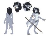  angry breasts bush canine female hairy happy mammal melee_weapon model_sheet muscular nude polearm pubes rubella_the_worgen small_breasts spear video_games warcraft weapon were werewolf worgen 