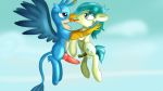  avian cutie_mark duo friendship_is_magic gallus_(mlp) gryphon jbond kissing knot male male/male my_little_pony penis sandbar_(mlp) small_penis 