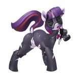  2016 alpha_channel butt clothed clothed_feral clothing dimfann dock equine female feral friendship_is_magic gas_mask hair hi_res horn mammal mask multicolored_hair my_little_pony open_mouth pussy simple_background solo tongue tongue_out torn_clothing transparent_background twilight_sparkle_(mlp) unicorn 