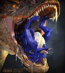  2014 3d_(artwork) abdominal_bulge all_the_way_through ambiguous_gender anal anal_penetration animal_genitalia anthro anus blue_scales cgi claws cum deep_rimming digital_media_(artwork) dragon dripping drooling duo erection extreme_penetration feral firondraak gaping gaping_anus hi_res horn huge_penetration large_penetration leaking lizard male nude open_mouth oral oral_vore orgasm penetration penis reptile rimming salireths saliva scales scalie sex sharp_teeth simple_background size_difference smaller_male smaug soft_vore stretching teeth the_hobbit tongue tongue_out vore yellow_eyes 