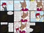  anthro canine clothing comic dog english_text hair husky kammpup_(artist) kammypup kangaroo mammal marsupial red_hair speech_bubble text 