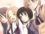  a_channel black_hair blonde_hair brown_hair glasses ichii_tooru long_hair momoki_run multiple_girls nishi_yuuko open_mouth passingpleasures red_eyes school_uniform short_hair smile tennouji_nagisa 