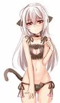  animal_ears breasts cat_cutout cat_ear_panties cat_ears cat_lingerie cat_tail cleavage cleavage_cutout collar glasses long_hair meme_attire navel original panties red_eyes side-tie_panties small_breasts solo standing tail underwear underwear_only unname white_hair 