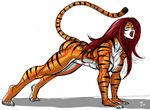  black_lips breasts butt eyes_closed feline female hair humanoid johnnyharadrim mammal marvel muscular red_hair solo tigra 