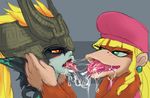  dixie_kong donkey_kong_(series) drooling extreme_french_kiss female female/female french_kissing interspecies kissing lips mammal messy midna nintendo saliva saliva_string slobber the_legend_of_zelda tongue twilight_princess ungulatr video_games 