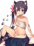  3: akebono_(kantai_collection) animal_ear_fluff animal_ears bell bell_collar black_legwear cat_cutout cat_ears cat_lingerie cleavage_cutout collar flower hair_bell hair_flower hair_ornament hand_on_own_chest jingle_bell kantai_collection meme_attire navel no_shoes panties paw_print shugao side-tie_panties side_ponytail socks solo strap_slip tears underwear v-shaped_eyebrows white_panties 