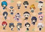  :d ahoge aizen_kunitoshi akita_toushirou armor atsushi_toushirou azuki_yui bandaid bandaid_on_nose black_hair black_legwear black_neckwear blonde_hair blue_eyes blue_hair brown_hair cape cherry_blossoms chibi crossdressing double-breasted dress glasses gokotai gokotai's_tigers green_eyes grey_eyes grin hakata_toushirou hat highres hirano_toushirou honebami_toushirou horikawa_kunihiro hotarumaru ima-no-tsurugi japanese_armor japanese_clothes kikumon kneehighs legwear_under_shorts maeda_toushirou male_focus midare_toushirou military military_uniform multiple_boys namazuo_toushirou necktie one_eye_closed ootachi open_mouth orange_hair otoko_no_ko pantyhose pantyhose_under_shorts pink_hair ponytail purple_eyes red-framed_eyewear red_eyes red_hair sayo_samonji shorts shoulder_armor silver_hair smile sode sword tantou thighhighs tiger tokin_hat touken_ranbu uniform urashima_kotetsu v weapon white_hair white_legwear white_tiger yagen_toushirou yellow_eyes 