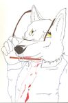  anthro canine claws close-up clothing eyewear fangs glasses gssniper invalid_color looking_at_viewer male mammal mr._firzll necktie outline pencil shirt solo tongue wolf 