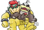  2016 anal anal_penetration balls blush bowser bowserboy101 duo feet hair half-closed_eyes horn incest king koopa male male/male mario_bros morton_koopa_jr nintendo nude orgasm penetration penis royalty scalie sex smile video_games 