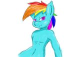  anthro blue_fur equine female friendship_is_magic fur hair horse looking_at_viewer mammal multicolored_hair my_little_pony nude pegasus pink_eyes pony rainbow_dash_(mlp) rainbow_hair simple_background smile solo weaselchu white_background wings 