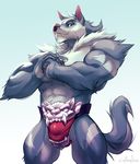  abs biceps canine catsudon clothing digital_media_(artwork) male mammal muscular muscular_male underwear wolf 