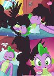  2016 anthro anthrofied bbmbbf bed big_breasts blush breasts comic cuddling dragon duo equestria_untamed equine erect_nipples eyes_closed fangs female friendship_is_magic green_eyes half-closed_eyes horn horse kissing love lying male mammal my_little_pony nipples on_back one_eye_closed open_mouth palcomix pony possibly_nude purple_scales scales silhouette sleeping smile spike_(mlp) standing surprise text twilight_sparkle_(mlp) waking_up wing_boner winged_unicorn wings 