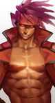  abs gairen guilty_gear headband highres looking_at_viewer male_focus orange_eyes smile sol_badguy solo 