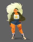  alien brokenlynx21 clothing female gem_(species) jacket jasper_(steven_universe) lips shorts solo steven_universe 