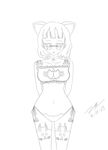  breasts cat_cutout greyscale highres kantai_collection large_breasts monochrome roma_(kantai_collection) solo 