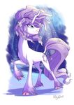  2016 abstract_background absurd_res adlynh blue_eyes cloven_hooves cutie_mark equine female flower friendship_is_magic fur hair harmony_(mlp) hi_res hooves horn mammal my_little_pony plant purple_hair smile solo tree_of_harmony unicorn white_fur 