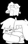  asriel_dreemurr claws clothing comic dialogue eyes_closed fatz_geronimo fur hug long_ears protagonist_(undertale) simple_background tears undertale video_games 