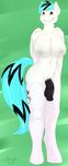  2016 akanisen animal_genitalia animal_penis anthro balls big_breasts breasts cutie_mark digital_media_(artwork) equine fan_character feathers friendship_is_magic fur hair herm hi_res horse intersex mammal multicolored_hair my_little_pony nipples nude pegasus penis pony simple_background smile solo white_fur wings 