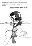  2015 animal_genitalia animal_penis balls clothing dialogue dickgirl earth_pony english_text equine equine_penis feral friendship_is_magic hair horse imminent_rape intersex mammal mcsweezy monochrome my_little_pony penis pony simple_background solo spoiled_rich_(mlp) spread_legs spreading text underhoof white_background 